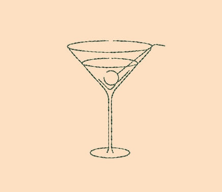 Collection of 3 Bar Glass Machine Embroidery Design, 3 Designs, Martini Embroidery design, cocktail glasses - sproutembroiderydesigns