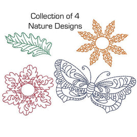 Collection of 4 Nature Machine Embroidery Designs - sproutembroiderydesigns