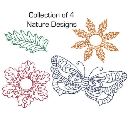 Collection of 4 Nature Machine Embroidery Designs - sproutembroiderydesigns