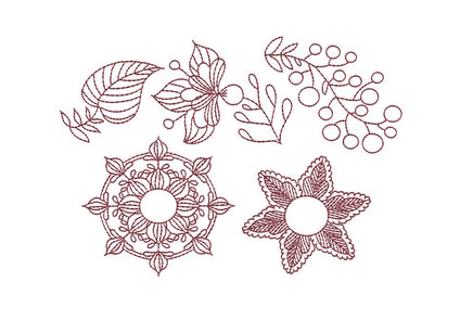 Collection of 5 Nature Floral Machine Embroidery Designs - sproutembroiderydesigns