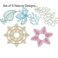 Collection of 5 Nature Floral Machine Embroidery Designs - sproutembroiderydesigns