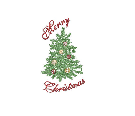 Merry Christmas Tree Machine Embroidery Design - sproutembroiderydesigns