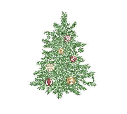 Merry Christmas Tree Machine Embroidery Design - sproutembroiderydesigns