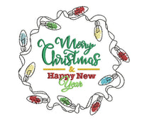 Christmas Lights Wreath Machine Embroidery Design, 2 sizes, Christmas Lights embroidery design