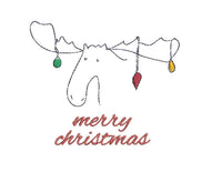 Merry Christmas Moose Christmas Machine Embroidery Design, 2 sizes, Christmas Moose embroidery design