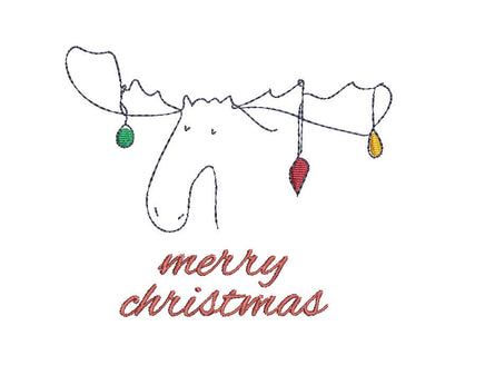 Merry Christmas Moose Christmas Machine Embroidery Design, 2 sizes, Christmas Moose embroidery design