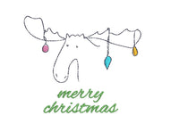 Merry Christmas Moose Christmas Machine Embroidery Design, 2 sizes, Christmas Moose embroidery design