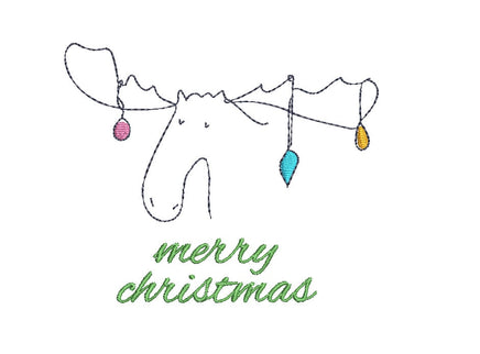 Merry Christmas Moose Christmas Machine Embroidery Design, 2 sizes, Christmas Moose embroidery design