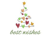 Best Wishes Christmas Trees Machine Embroidery Design, Heart Tree Embroidery