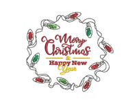 Christmas Lights Wreath Machine Embroidery Design, 2 sizes, Christmas Lights embroidery design