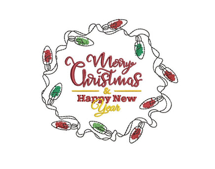 Christmas Lights Wreath Machine Embroidery Design, 2 sizes, Christmas Lights embroidery design