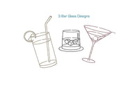 Collection of 3 Bar Glass Machine Embroidery Design, 3 Designs, Martini Embroidery design, cocktail glasses - sproutembroiderydesigns