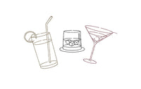 Collection of 3 Bar Glass Machine Embroidery Design, 3 Designs, Martini Embroidery design, cocktail glasses - sproutembroiderydesigns