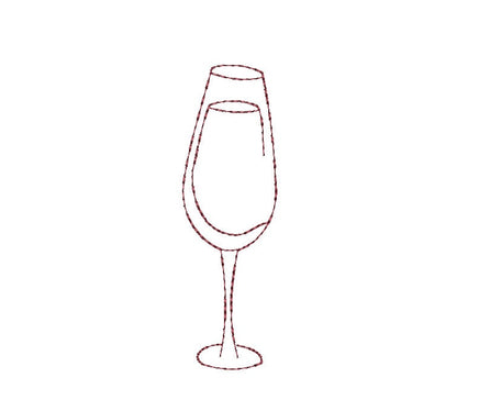 Collection of 6 Bar Glass Machine Embroidery Design, 3 Designs, Wine Glasses, Champagne - sproutembroiderydesigns