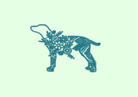 Flower Dog Machine Embroidery Design, Dog Embroidery Design