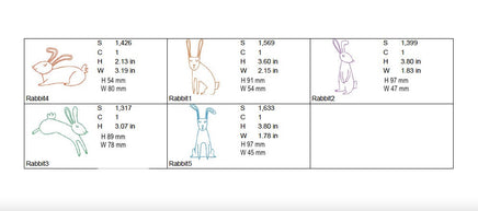 Collection of Rabbit Machine Embroidery Design, 5 Designs, Easter Bunny Embroidery Design, 4x4 hoop, 5x7 hoop, quick stitch - sproutembroiderydesigns