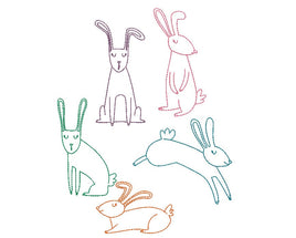Collection of Rabbit Machine Embroidery Design, 5 Designs, Easter Bunny Embroidery Design, 4x4 hoop, 5x7 hoop, quick stitch - sproutembroiderydesigns