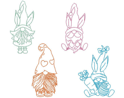 Easter Gnomes Machine Embroidery Design, 4 designs, Collection of Gnome Embroidery Designs - sproutembroiderydesigns