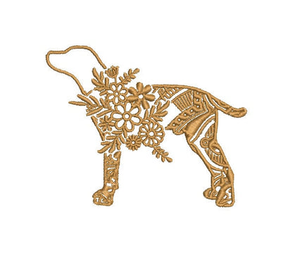 Flower Dog Machine Embroidery Design, Dog Embroidery Design