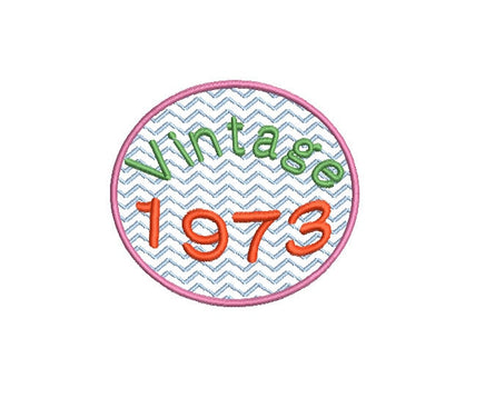 1973 Seal Machine Embroidery Design, 50th Birthday embroidery design, 4x4 and 5x7 hoops, year embroidery