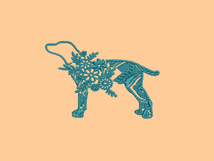 Flower Dog Machine Embroidery Design - sproutembroiderydesigns