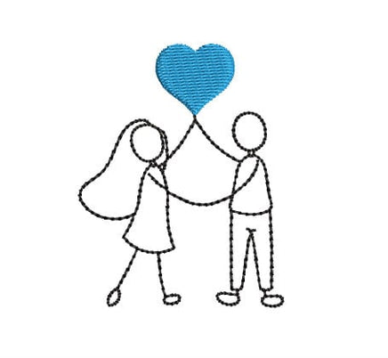 Wedding Couple Heart Machine Embroidery Design, wedding embroidery design