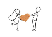 Wedding Couple Holding Heart Machine Embroidery Design, wedding embroidery design
