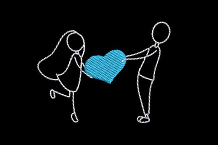 Wedding Couple Holding Heart Machine Embroidery Design, wedding embroidery design