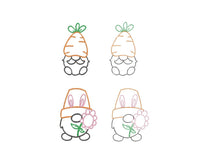 Collection of Easter Gnomes Machine Embroidery Design, 2 designs each, Quick Stitch Gnome Carrot Embroidery - sproutembroiderydesigns