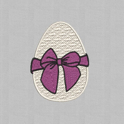 Bow Easter Egg Machine Embroidery Design - sproutembroiderydesigns