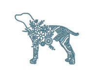 Flower Dog Machine Embroidery Design, Dog Embroidery Design