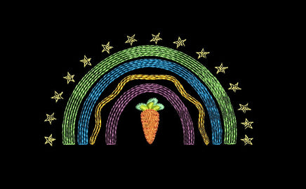 Easter Carrot Rainbow Machine Embroidery Design - sproutembroiderydesigns