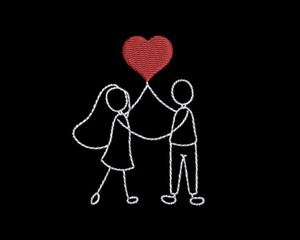 Wedding Couple Heart Machine Embroidery Design, wedding embroidery design