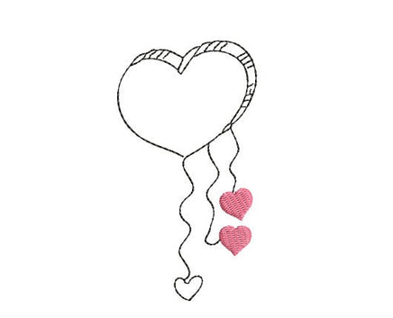 Heart Cloud Dangling Hearts Machine Embroidery Design, Valentine's Day embroidery design