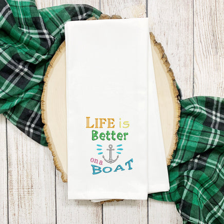 Life Is Better On a Boat Machine Embroidery Design, Boat saying embroidery design