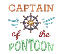 Captain of the Pontoon Machine Embroidery Design, Boat saying embroidery design - sproutembroiderydesigns