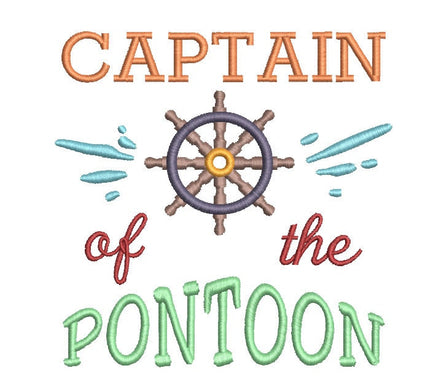 Captain of the Pontoon Machine Embroidery Design, Boat saying embroidery design - sproutembroiderydesigns