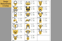 Mini Animal Embroidery Designs for Hair Bows, Ribbons, Buttons and more! Mini Embroidery designs, 20 designs!