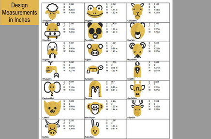 Mini Animal Embroidery Designs for Hair Bows, Ribbons, Buttons and more! Mini Embroidery designs, 20 designs!