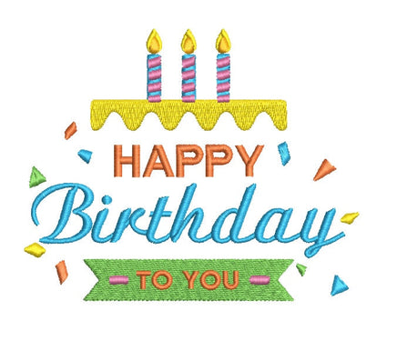 Happy Birthday To You Cake Machine Embroidery Design - sproutembroiderydesigns