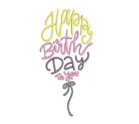 Happy Birthday Balloon Machine Embroidery Design - sproutembroiderydesigns