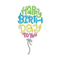 Happy Birthday Balloon Machine Embroidery Design - sproutembroiderydesigns