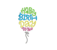 Happy Birthday Balloon Machine Embroidery Design, 2 sizes, birthday quote embroidery design, Print Font