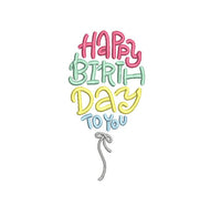 Happy Birthday Balloon Machine Embroidery Design - sproutembroiderydesigns