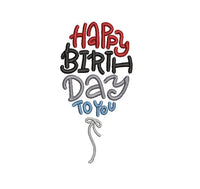 Happy Birthday Balloon Machine Embroidery Design - sproutembroiderydesigns