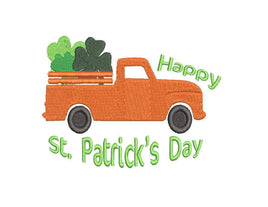 St. Patrick's Day Truck Machine Embroidery Design, Happy St. Patrick's Day Embroidery Design