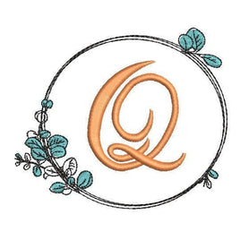 Eucalyptus Wreath Monogram Frame Machine Embroidery Design - sproutembroiderydesigns