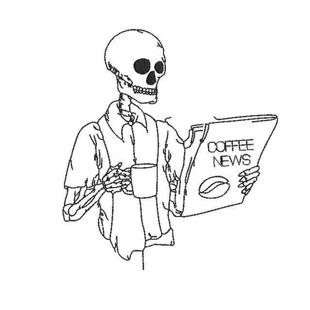Coffee News Skeleton Machine Embroidery Design, Skeleton embroidery design - coffee embroidery design