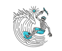 Skeleton Surfer Machine Embroidery Design, Skeleton embroidery design, surf embroidery design