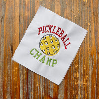 Pickleball Champ Embroidery Machine Design, pickleball embroidery design, 4x4 hoop, Pickle ball towel embroidery